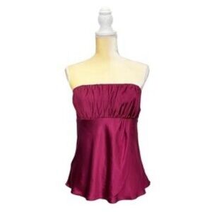 LOFT Y2K Cranberry Silk Strapless Blouse Size 4 Like New